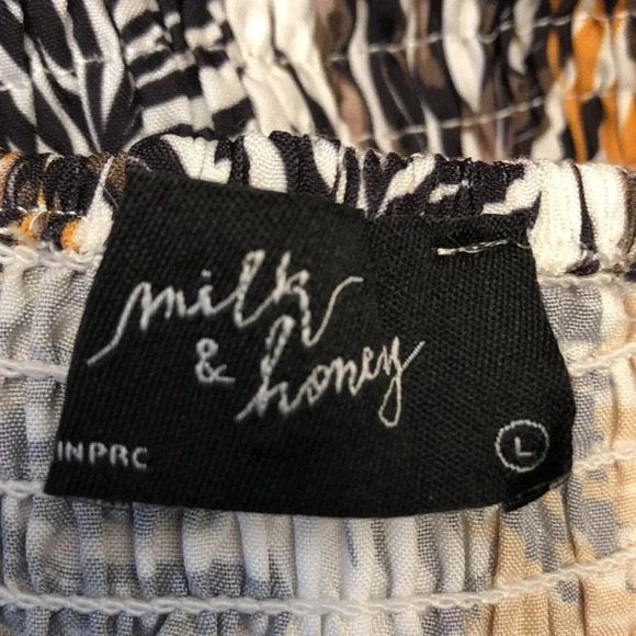 NEW with Tag Milk & Honey Black & Gold Palm Leaves Halter Crop Top | Sz Large - Picture 8 of 8